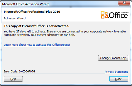 kenapa excel product activation failed